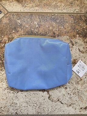 Light Blue Cosmetic Pouch with Gold Zipper
